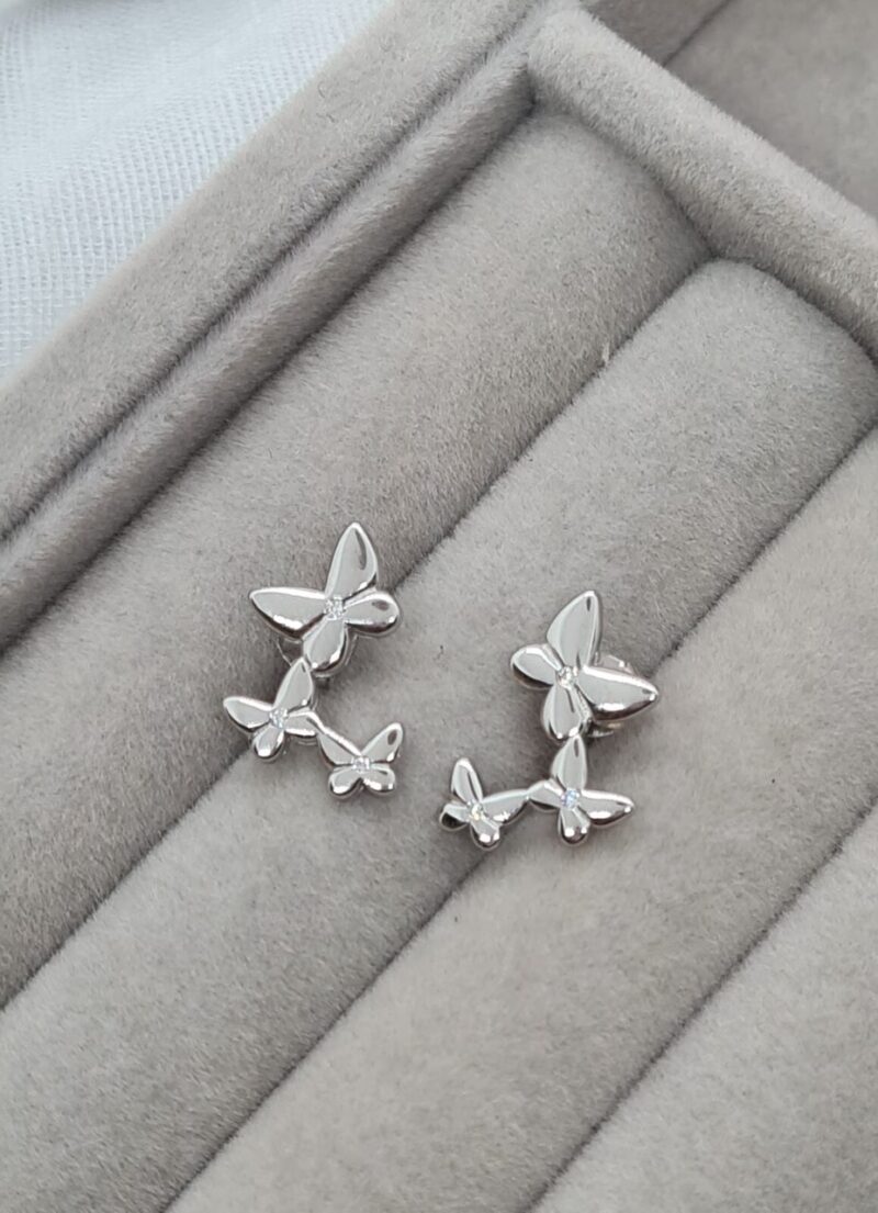 Aretes plata 3 mariposas en disminución