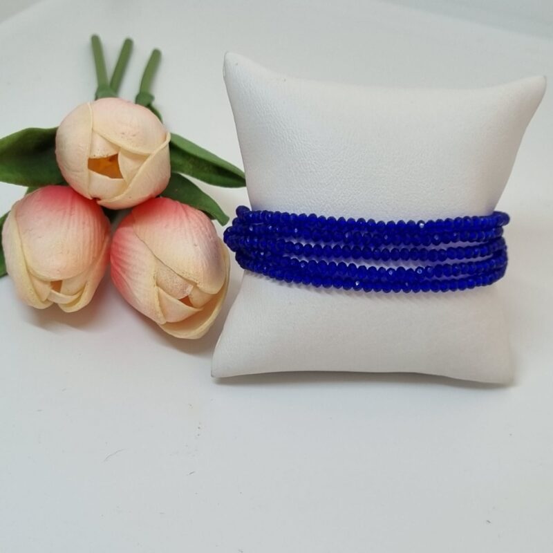 Pulsera ajustable, 5 hilos, cristales azul pavo - Image 2