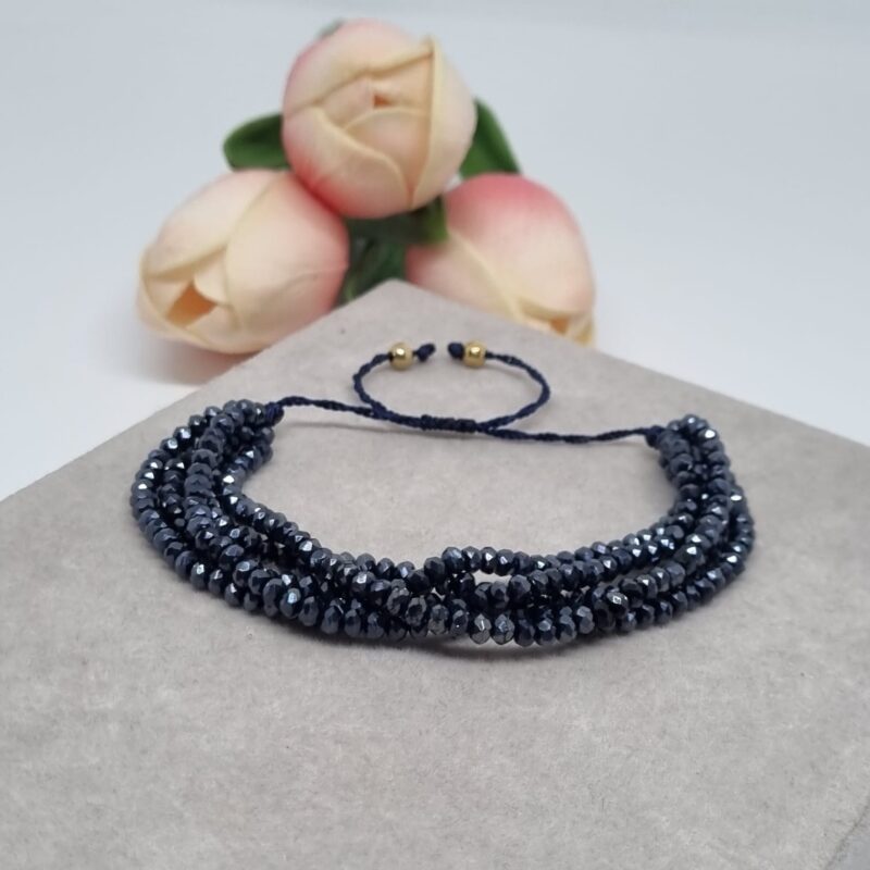 Pulsera ajustable, 5 hilos, cristales azul simpson - Image 2
