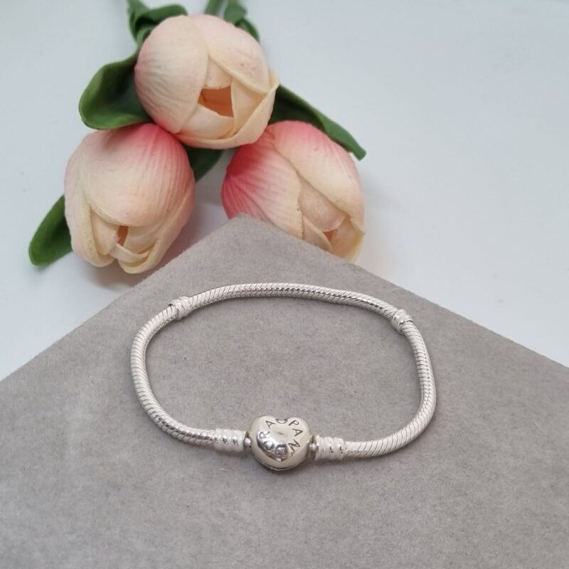 Pulsera imitación Pandora broche corazón con circonia, talla 17cms - Image 3