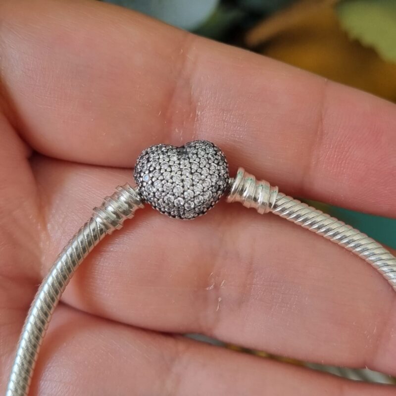Pulsera imitación Pandora broche corazón con circonia, talla 17cms - Image 4