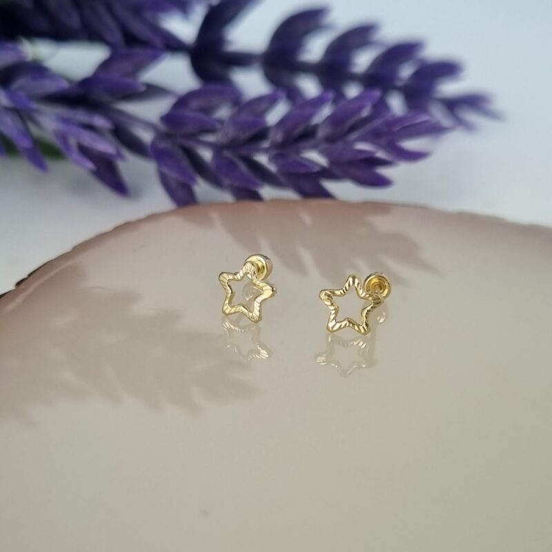 Arete de bolita, oro, estrella, dorados